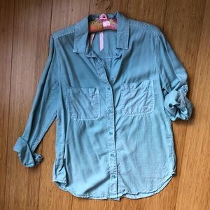 cloth & stone button down roll sleeve top Size SM